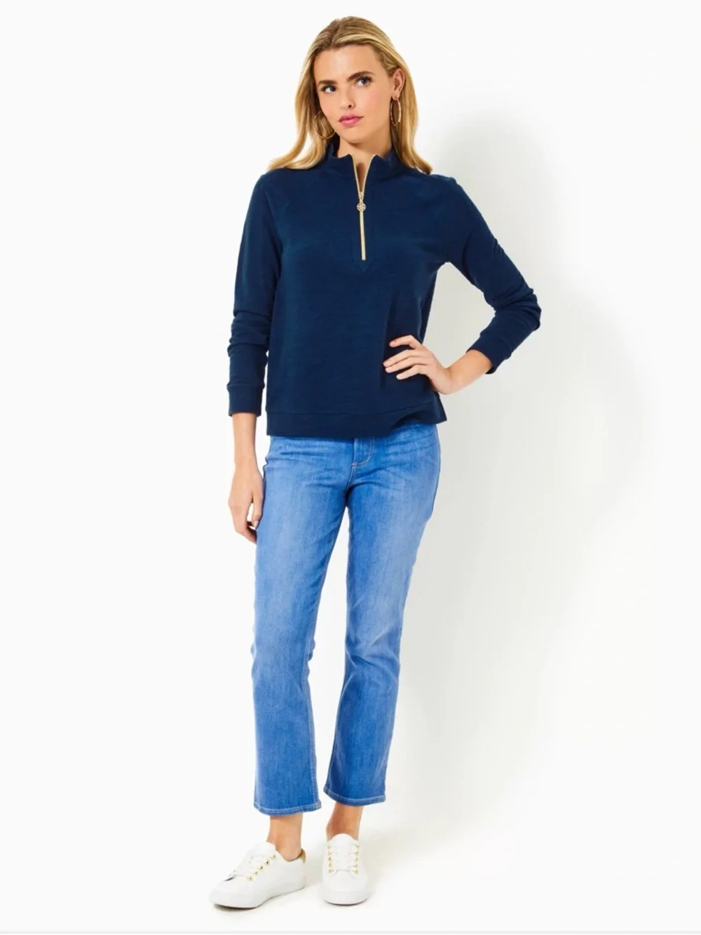 NWT Lilly Pulitzer XXL Ashlee Half-Zip Pullover “Low Tide Navy” - Picture 2 of 7